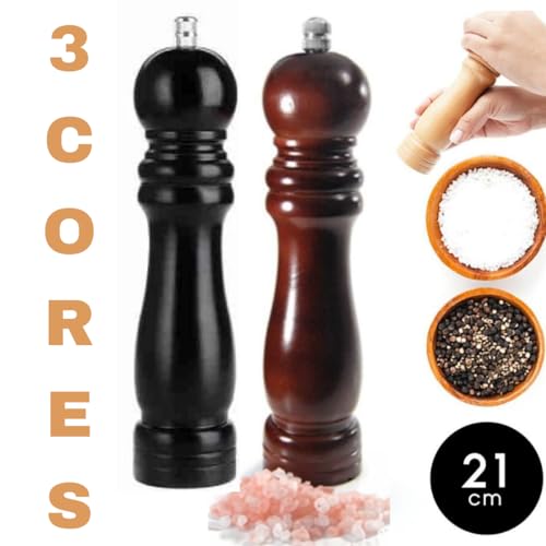 2 Trituradores De Madeira 20 CM MOEDOR DE PIMENTA E SAL GRANDE Com Lâmina De Cerâmica Top COZINHA CH