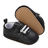 KKIIDDSS Unsex Baby Boys Girls PU Leather Shoes Infant Toddler High Top Lace up Slip On Soft Sole Sneakers Anti Skid Newborn First Walkers Skate Shoes (0-6 Months Infant, J12-Black, 0_Months)