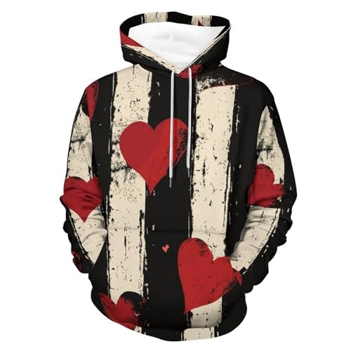 Sweatshirt pullover homme femme à manches longues imprimé rayures cœur S