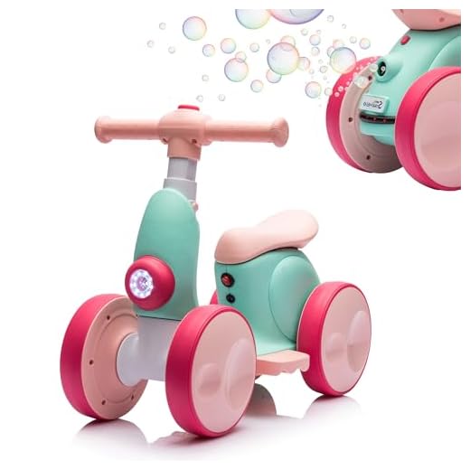 Electric Baby Balance Bike w/Parent Remote Control, 6V Battery Powered 4 Wheels Toddler Balance Bike w/Bubble Maker,4 in 1 Kids Ride on Motorcycle Toys for Ages 12-48 Months Boys Girls (Green New)