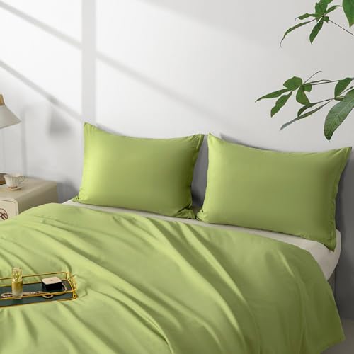 Standard Size Zipper Pillow Cases Set of 2,Olive Green,20x26 Inches