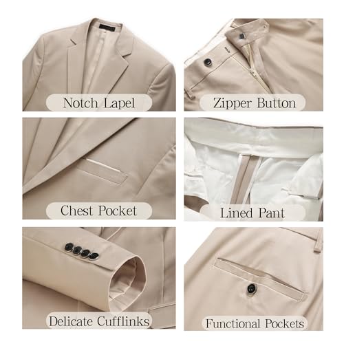 Men's Suit Slim Fit 2-Piece Tuxedo Set - Ideal for Prom and Wedding, Includes Blazer Jacket, Pants, and Tie3