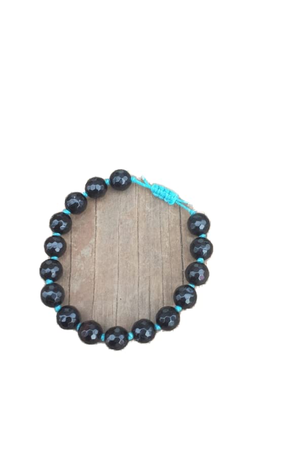 Bracelet agate noire ajustable, cadeau bien-être et harmonie