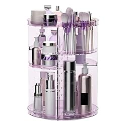 【8 Adjustable Heights】 Jiavarry rotating makeup organizer is designed with 8 adjustable heights, and the insert tray can be adjusted according to the height of items, ensuring that it can accommodate almost all cosmetics and skincare products. 【Silen...
