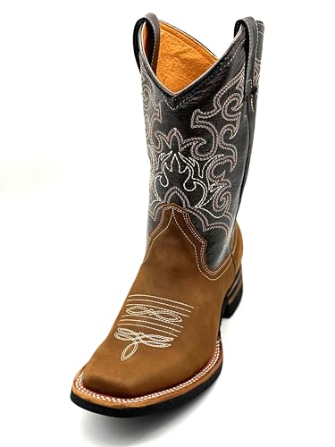 Western Rodeo Square Toe Leather Boots