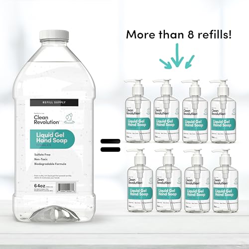 Image of Clean Revolution Liquid Gel Hand Soap Refill with Real Essential Oils - Sulfate-Free Gel Hand Wash, Moisturizing Bulk Refill, Non-Toxic Formula, Made in the USA (Spring Air) 64 Fl Oz
