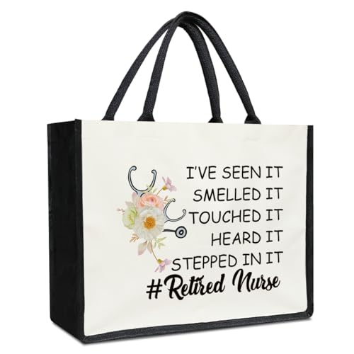 GOODBANER Nurse Retirement Gifts Canvas Tote Bag, Retirement Gifts for Women Retired Nurse...