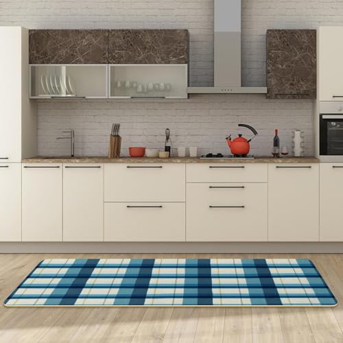 Alfombrillas de cocina para pasillo y cuarto de lavado con cuadros 3