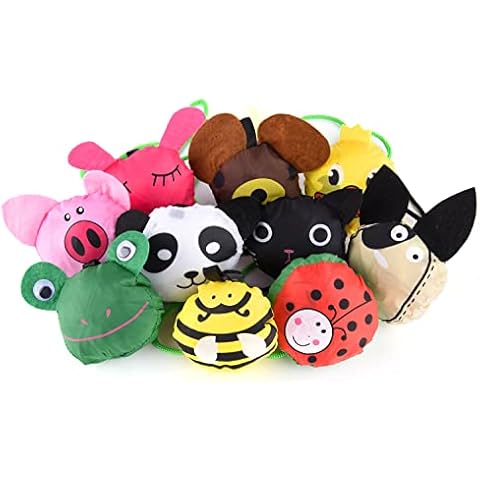YUYIKES 10PCS Folding Shopping Bags Reusable Shopping Tote Bags Compact Eco Periodic Duty Recycling Use Shopping Bags (Animals) Cover