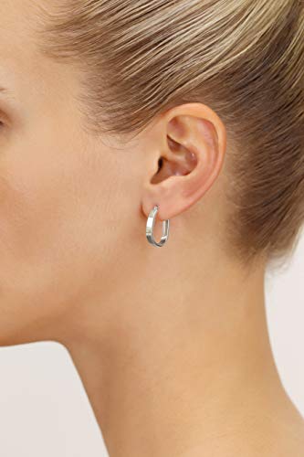 TILO JEWELRY 14k White Gold Small Rectangular Tube U-Shape Hoop Earrings2