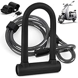 Cadeado para Bicicleta e Moto, Grosso Tranca Anti Furto com 3 Chaves, Cabo Bike Moto Bicicleta para Estepe, Cadeado com Antifurto, Trava Antifurto U Lock