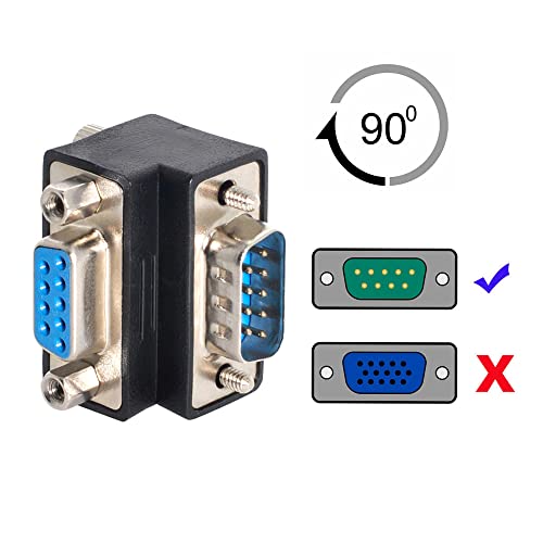 NFHK Down Angled 90 Degree RS232 D-Sub 9Pin Male Screw Type to Female Nut Type Extension Adapter, Black - Image 4