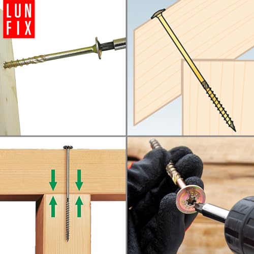LUN FIX Vis à Bois de Charpente 8x120 mm, 50 pcs, TX40 Tête Plate Large – vue 7