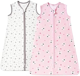 beeweed 2 Pack Baby Sleep Sack 1.0 Tog, Unisex Sleeveless Cotton Baby Wearable Blanket with 2 Way Zipper, All Season Soft Baby Sleep Bag Suit for Baby Toddler, Medium (6-12 Months) - Rockets