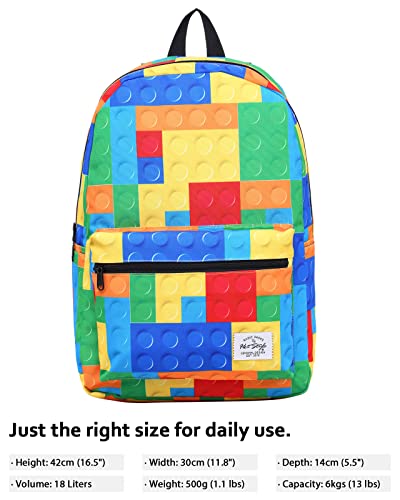 Hotstyle Trendymax School Backpack For Boys, Durable Elementary Bookbag Cute For Kids, Colorful Blocks #TOP1