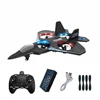2.4GHz Remote Control Airplane – Foam Jet Fighter with LED Lights, 3 Speed Modes, 6-Axis Gyro, 4 Extra Propellers for Kids & Beginner Pilots