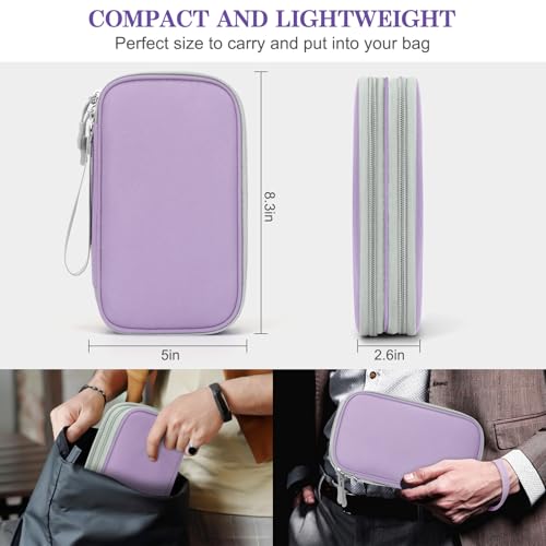 Image of FYY Electronic Organizer, Travel Cable Organizer Bag Pouch Electronic Accessories Carry Case Portable Waterproof Double Layers Storage Bag for Cable, Charger, Phone, Medium Size, Light Purple