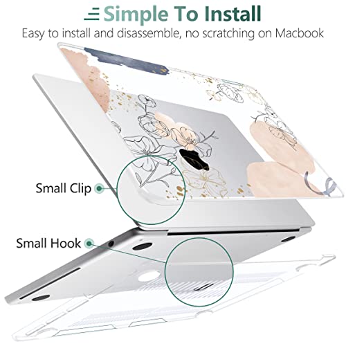 Meegoodo For Macbook Air M2 Case 2022 Release A2681 M2 Chip, Clear Case For Macbook Air 13.6 Inch With Retina, Laptop Hard Shell Cases With Keyboard & Webcam Cover & Screen Protector Abstract Floral #TOP4
