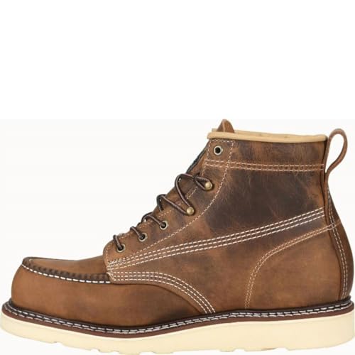 Carolina 6" Moc Toe Wedge Work Boots for Men - Oil & Slip Resistant Boots for Men - Poron Cushioning Work Shoes - EH-Rated - Steel Shank for Support - Moccasin-Style Toe - Brown - 10.5 - Image 7