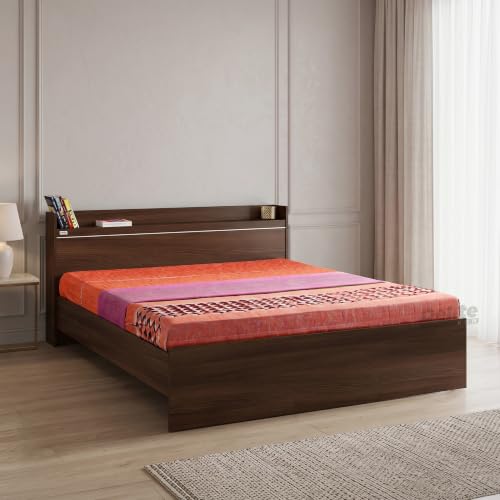 Image of DELITE KOM Cherry Engineered Wood Queen Without Box Bed (Finish Color Acacia Dark Delivery Condition Knockdown)