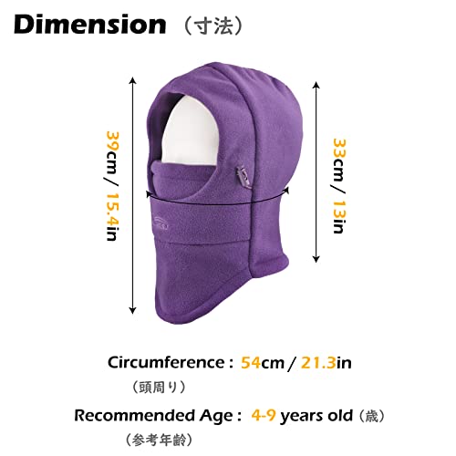 Triwonder Kids Winter Hats Balaclava Ski Mask For Boys Girls Toddlers Windproof Adjustable Cold Weather Face Mask Neck Warmer (Purple) #TOP1