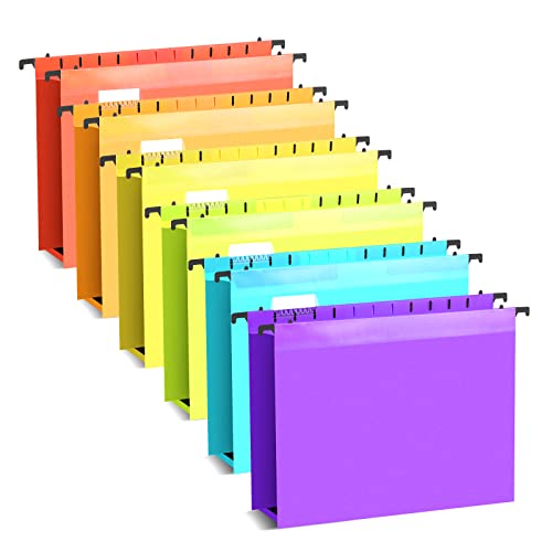 Qmioti Extra Capacity Hanging File Folders, 12 Pack Plastic Hanging File Folders With 1/5-Cut Adjustable Tab, Designed For Bulky Files, Medical Charts, Assorted Colors #TOP30