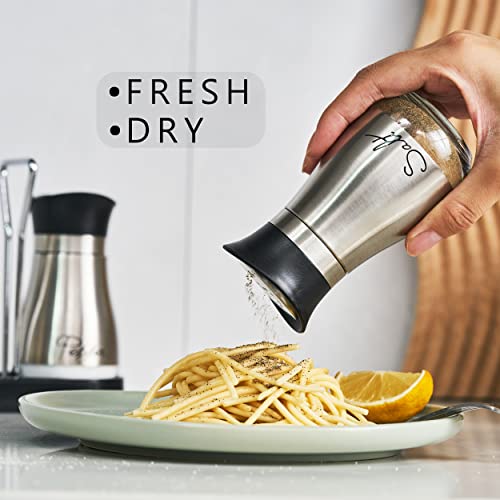 Salt And Pepper Shakers Set, Stainless Steel With Glass Bottle For Table, Rv, Camp, Bbq, Set Of 2 #TOP1