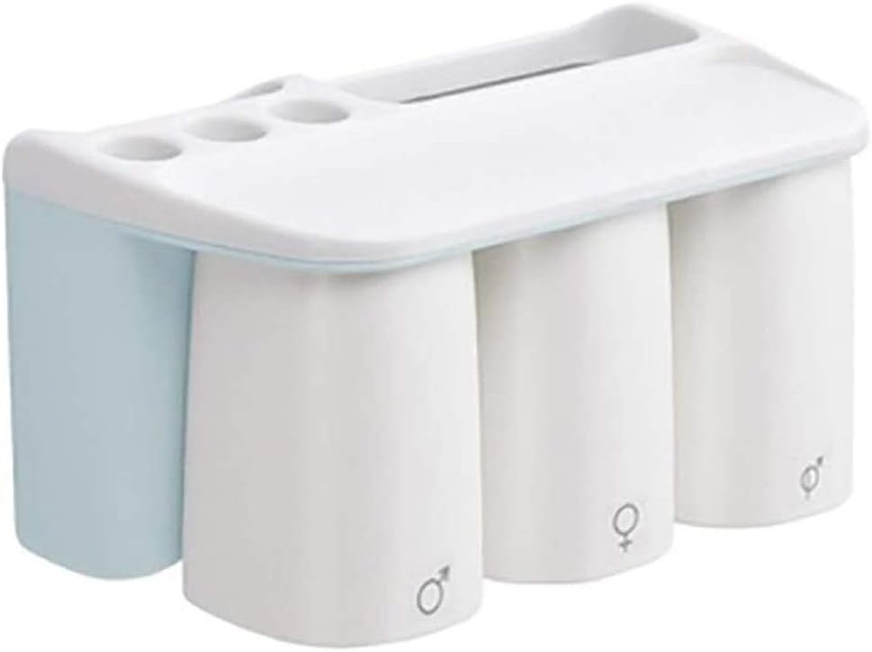Simple Suction Wall Gargle Cup Set, Household Toothbrush Cup Shelf Rack, Lightweight Wall Mounted, Easy to Install(E)