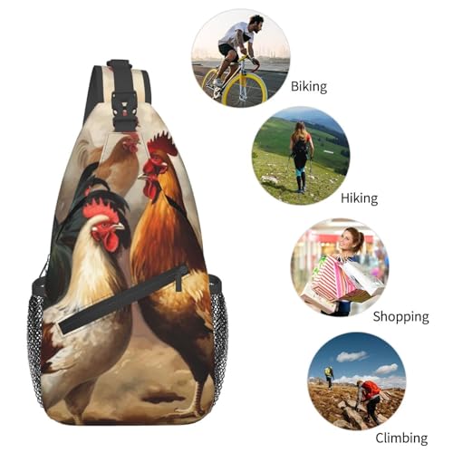 Bolso cruzado para hombre con estampado de gallo y gallina miniatura 6
