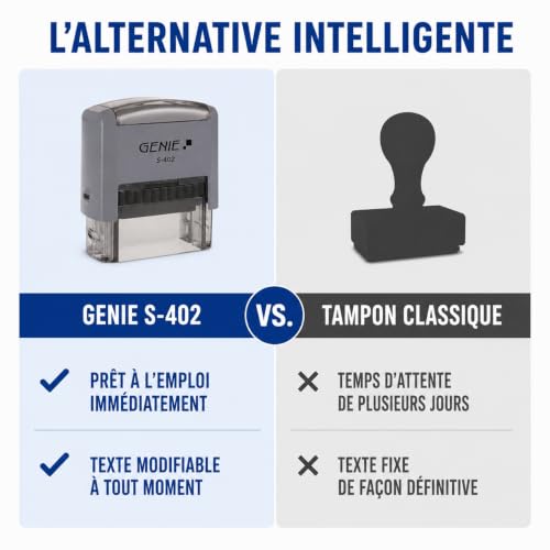 GENIE S-402 Tampon Auto-Encreur Personnalisable – Kit de Tampon avec Jeu de Caractères – Tampon Adresse, Nom et Entreprise – Impression Nette – Fournitures de Bureau – vue 6