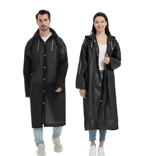 Arimsoa Chubasqueros Impermeable, 2 Piezas Reutilizable Poncho de Lluvia Impermeable Poncho Hombre con Capucha, Ligero Ponchos Impermeables para Viajes y Exteriores