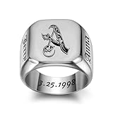 MOTICIUS Personalized Signet Rings for Men Women Engraved Ring Custom Initial Ring Mens Rings Customized Memorial Gifts for Father Husband Boyfriend Teacher (Square Silver)