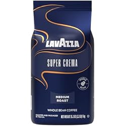 Lavazza Super Crema Whole Bean Coffee, Medium Espresso Roast, Arabica and Robusta Blend, 2.2 lb Bag, Package May Vary (Pack of 1)