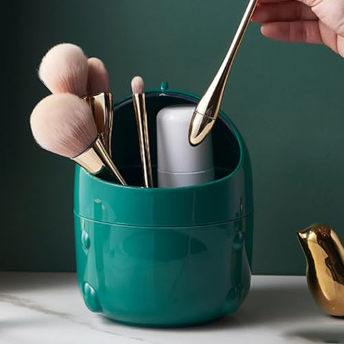 Image of Tissting Mini Trash Can with Lid, 20 x 16cm /16 x 12cm Cute Countertop Bin Plastic Garbage Container for Office Table Desk Home Vanity Kitchen Bedroom(20x16cm Green)