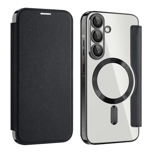 Samsung Galaxy A36 �p�E�H���b�g�P�[�X�A3 �J�[�h�X���b�g & RFID �u���b�N�t���v���~�A���t���b�v PU ���U�[�J�o�[�A���C�N���A�o�b�N�ϏՌ��ی�(Black)