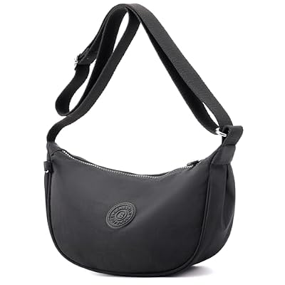 Kommodum Borsa Mezzaluna Donna Tracolla, Borsa a spalla Stile casual in Tinta unita con Tracolla regolabile, Messenger Crossbody Moon Bag per Shopping Viaggio km28 (NERO)
