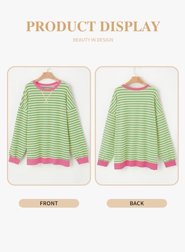 Image of Eytino Women Plus Size Striped Color Block Crewneck Sweatshirt(1X-5X) | Oversized Pullover Tops,Long Sleeve Casual Shirt,Workout & Daily Wear,2026 Fall Fashion Clothes Outfits