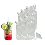 Hide Your Booze Flask and Funnel Kit Set 2 PACK - (2) 8 oz Flask, (2) 16 oz. Flask, (2) 32 oz. Flask and Funnel - Secret Liquor Wine Cruise Travel Clear Hidden Flask Pouch