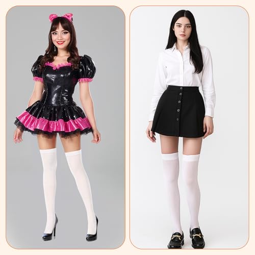 Thigh High Socks Solid Color Opaque Tights High Waist Footed Pantyhose Microfiber Opaque Thigh Highs Stockings4