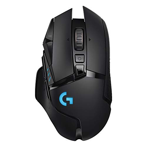 Logitech G502 Lightspeed Wireless Gaming Mouse with Hero 25K Sensor, PowerPlay Compatible, Tunable Weights and Lightsync RGB – Black