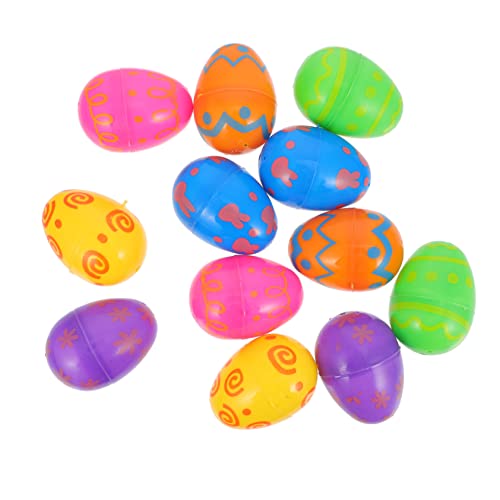 Kisangel 12 Piezas Huevos de Pascua de Plástico Brillantes y Rellenables Decoraciones Creativas para Fiesta de Pascua Manualidades y Decoración de Hogar