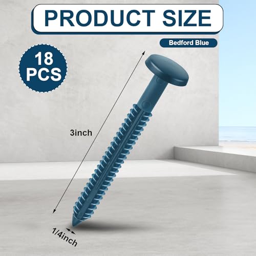 Image of Blulu 36 Pcs 3 Inch Vinyl Shutter Fastener Window Panel Peg Lok Pin Pegs Screws Shutter Spikes Anchor (Bedford Blue)
