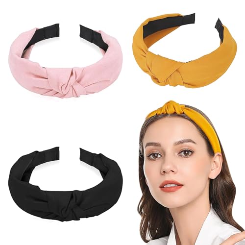 Diademas para Mujeres,3 Piezas Elástica Turbantes Diadema de Nudo Diademas Diademas de Pelo Diademas Pelo Mujer Nudo Bandas Diadema Diademas Mujer Anchas para Mujeres y Niñas