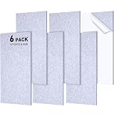 Frienda 6 Pack Large Acoustic Panels 47 x 24 x 0.4 Inch Fabric Wrapped Sound Proof Self-adhesive High Density Foam Panels for Recording Studio Acoustical Treatments Home Office(Silver Gray)