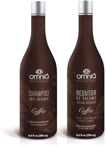 Set de lissage capillaire Omniá Café avec shampooing clarifiant et soin kératine liquide