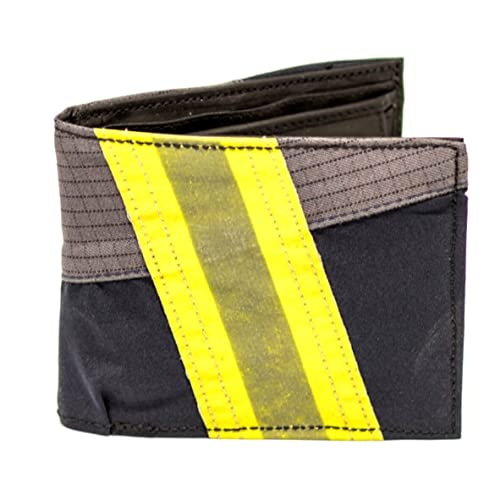 Roter Hahn 112 Feuerwehr Geldbörse / Navy HuPf / Portemonnaie Geldtasche Portjuchhe Brieftasche Geldbeutel / 125 x 95 x 20 mm / Original gebrauchte Feuerwehrkleidung Cover