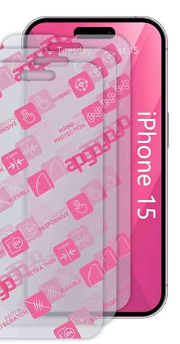 apgo - apgo 3x verre protecteur hybride Ultra-Clear compatible avec Apple iPhone 15, verre nano flexible, excellente alternative au verre trempé, résistant aux rayures, colle intégrale