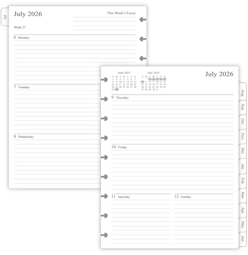 Recambios de agenda 2026-2027 Happy Planner semanal y mensual de 7x9-1/4 pulgadas con 9 discos