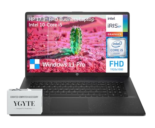 Image of HP 17 Inch Laptop Computer, 17.3 inch FHD+ IPS Laptop Notebook PC, Intel 10-Core i5, 64GB RAM, 2TB SSD, Windows 11 Pro, Wi-Fi 5, 10-Key Number Pad, HDMI