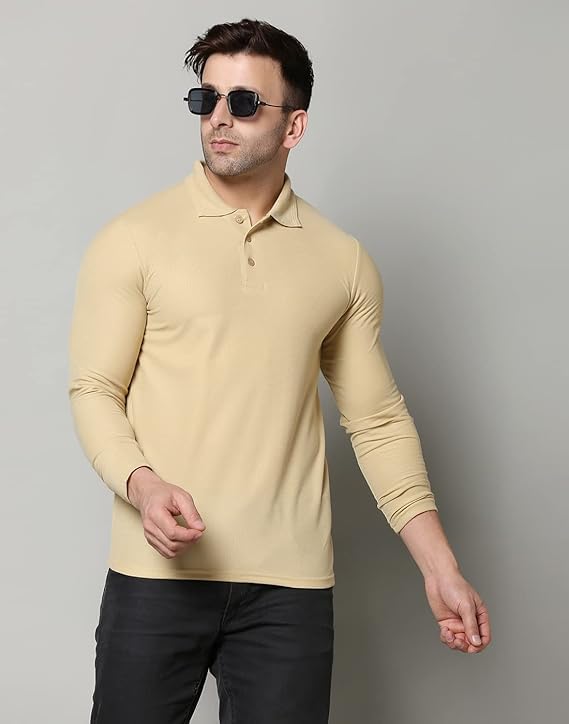 Image of INKKR Full Sleeve Men's Solid Polo Neck T-Shirt Combo